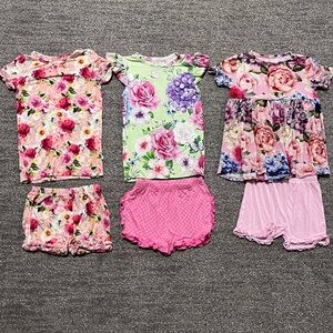 Posh Peanut Pajamas 5T Bundle 6-piece Lot (3 sets) Floral Polka Dot Bamboo